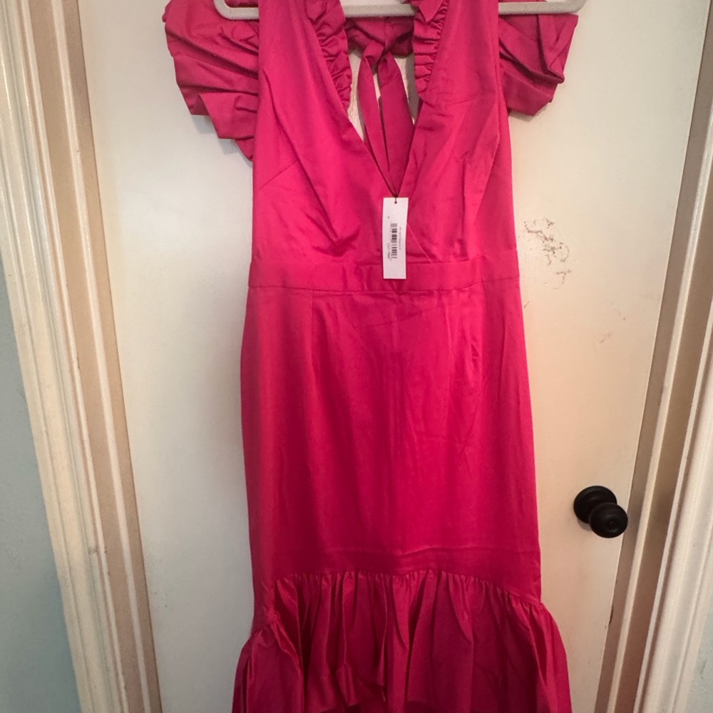 Elegant Pink Ruffle Dress